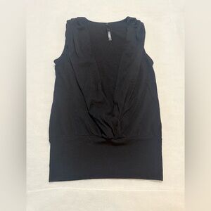 Black open front sleeveless top